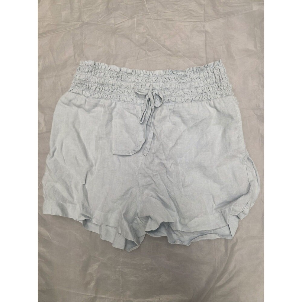 Anthropologie Cloth & Stone 100% Linen Shorts Women's Size L Light Blue Pockets - Picture 5 of 5